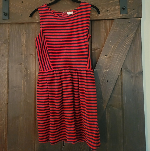 J.Crew Red & Blue Fit & Flare Striped Dress SZ XS - Picture 2 of 4